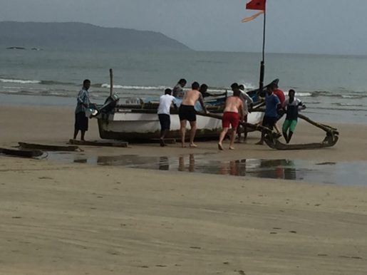 Palolem Beach in. South Goa. Fishing Boat Launch.