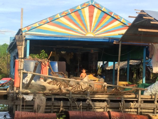 Colourful School in a Floating Village Tonle Sap near Siem Reap, Cambodia