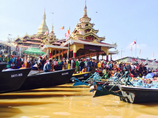 Crowds at Paung Daw Oo Pagoda Festival Inle Lake