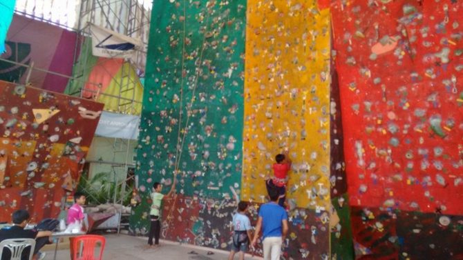 Climbing wall in Siem Reap, Cambodia