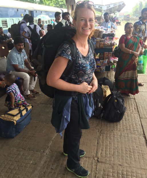 Massive backpack on Mangalore Train Station, India