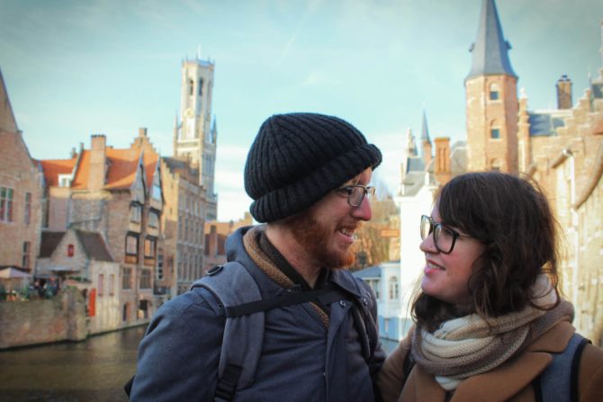 Couple in Bruges Belgium most romantic destination