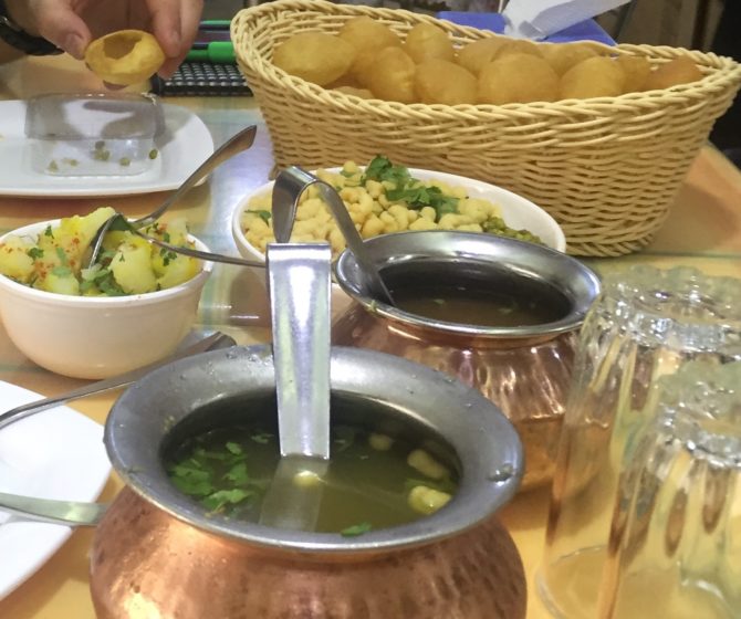 Pani Puri, at Elco Pani Puri Centre, in Mumbai, India