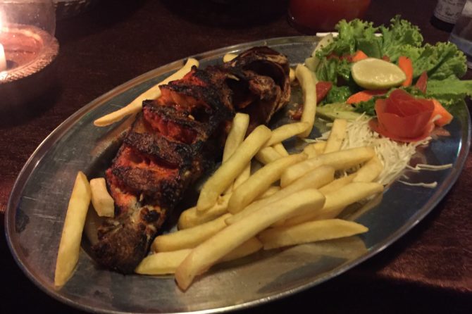 Tandoori Red Snapper, at Olive Room Restaurant, near Palolem Beach, South Goa in India