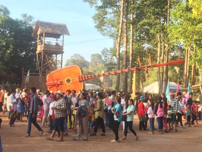 Giant ‘chapei dong veng’, traditional long-necked guitar.at Angkor Sankranta 2017, Cambodia