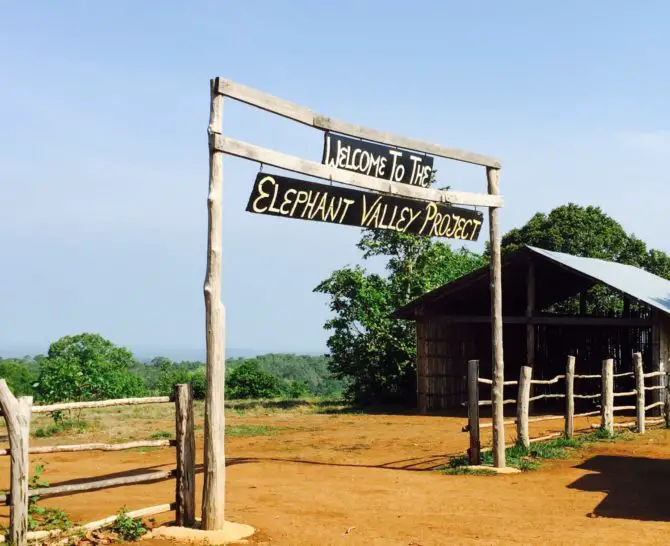 Welcome sign at Elephant Valley Project in Mondulkiri, Cambodia