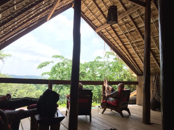 Lounge with forest view at Elephant Valley Project in Mondulkiri, Cambodia