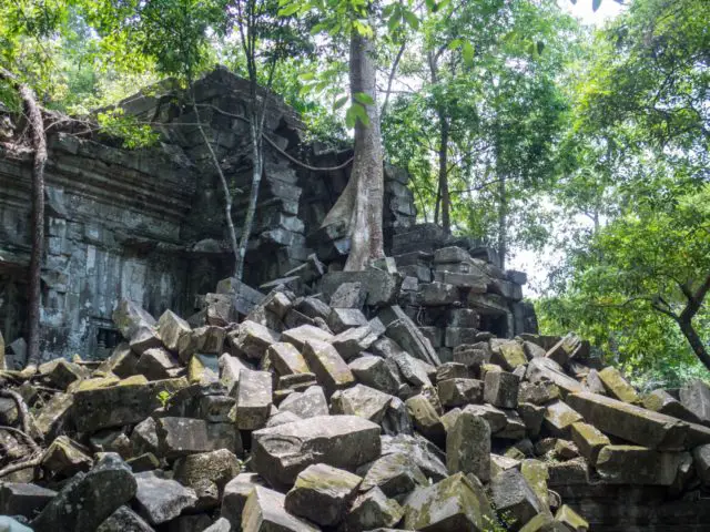 Beng Melea Temple - Stones and Vegetation - Angkor Archaeological Park in Siem Reap, Cambodia