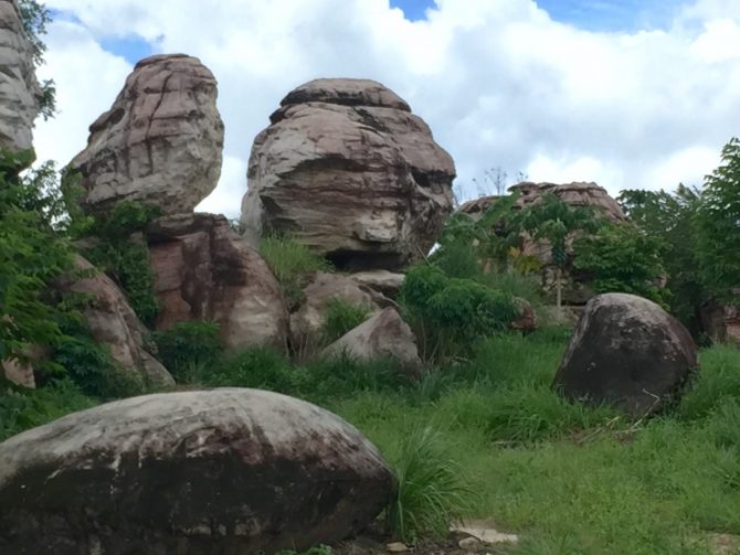 Face in the rock at Peung Tanon Standing Stones in Cambodia