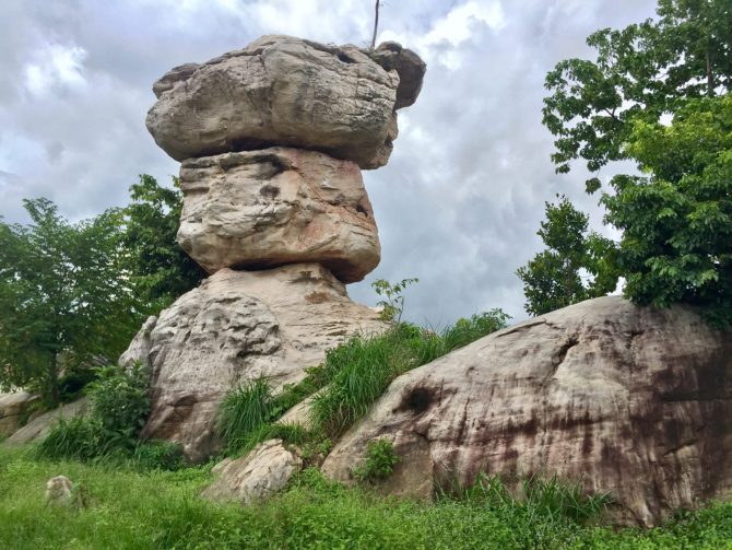 Peung Tanon Standing Stones, Sandstone Pillar Site in Cambodia