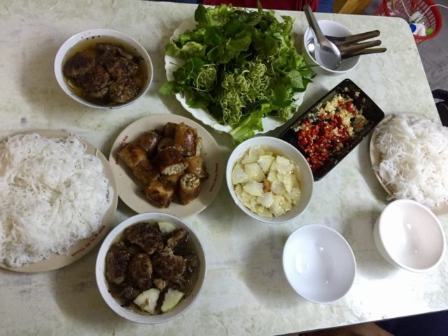 Bun Cha at Bun Cha Nem Cua Be Dac Kim in Hanoi, Vietnam