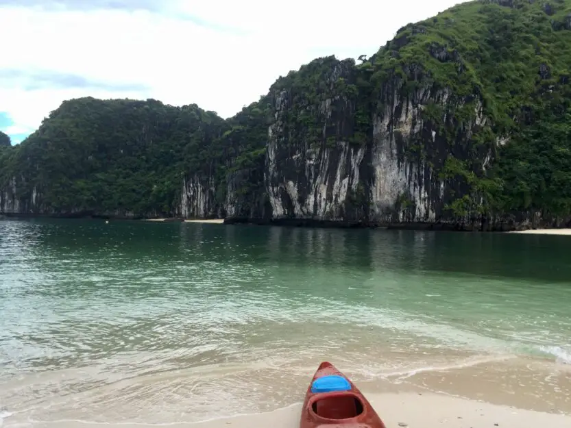 Exploring Beaches by Kayak in Ha Long Bay, Vietnam