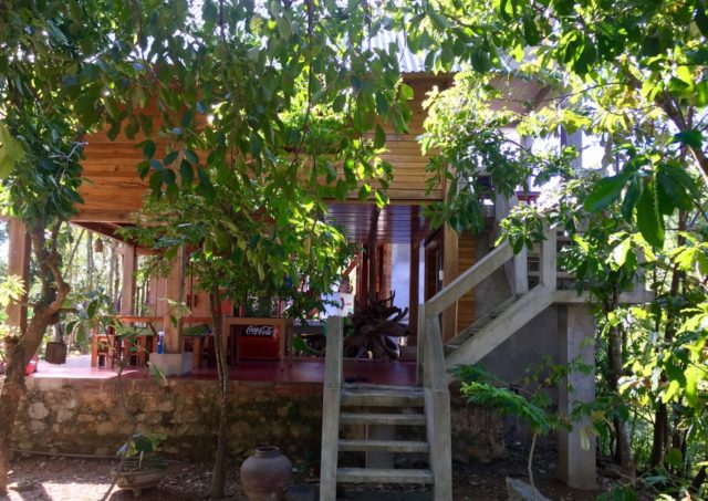 Wooden stilted house at Phong Nha Mountain House farm stay, Vietnam