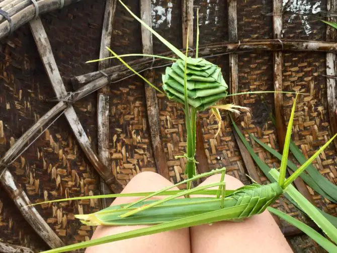 Coconut Palm Frond Origami with jack tran Tours in Hoi An, Vietnam