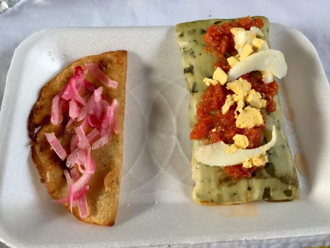 Mayan Empanada and Tamale de Chaya. Choo Ha Cenote Tour