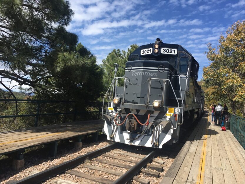 Chepe Express, Copper Canyon in Mexico - train coming into Divisadero station