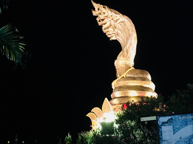 Naga Monument at Night in Nakhon Phanom