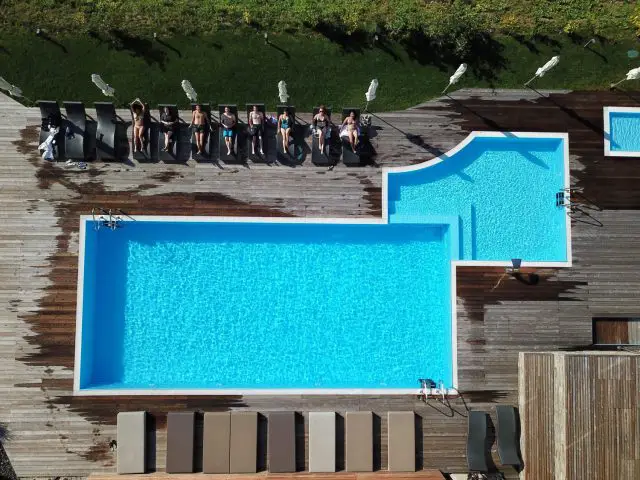 Aerial view of the swimming pool at Koprivna Ski Resort, Czech Republic
