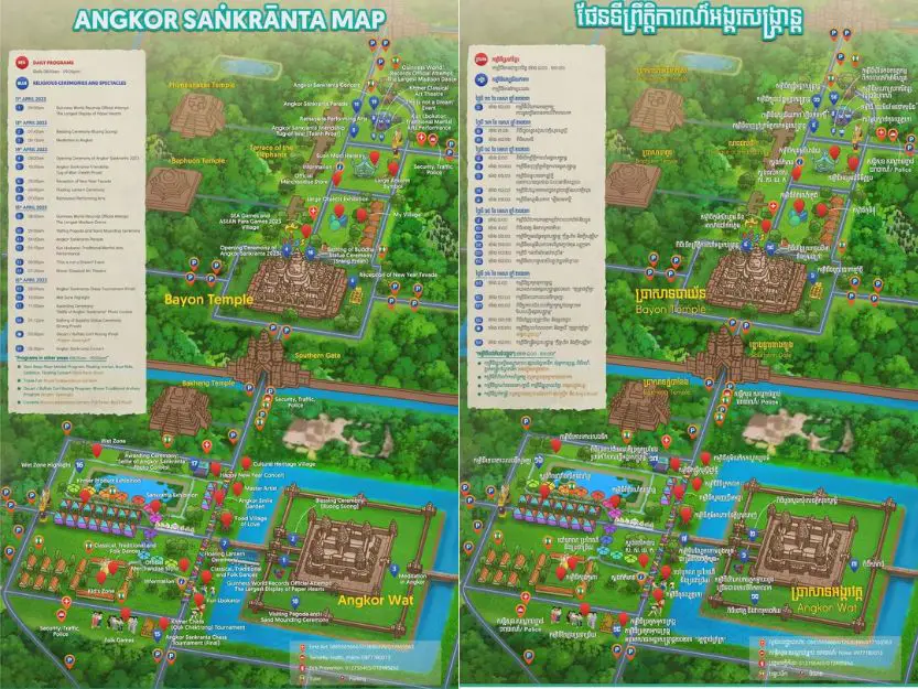 Angkor Sankranta Map 2023, Siem Reap, Cambodia
