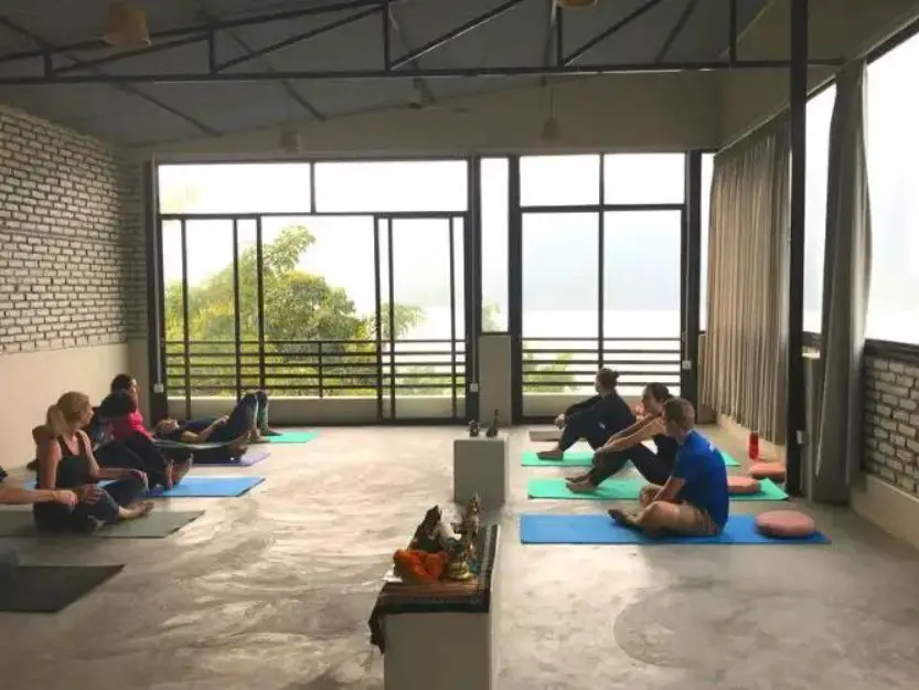 Yoga practice at Atmashree Yoga in Pokhara, Nepal