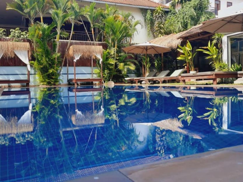 Babel Guesthouse swimming pool in Siem Reap, Cambodia