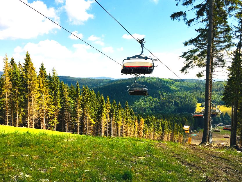 Image of cablecar at Bikepark Koprivna in Jeseniky Mountains in Czech Republic