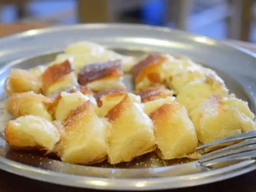 Bougatsa - sweet custard in filo, a traditional Cretan breakfast in Chania CRete