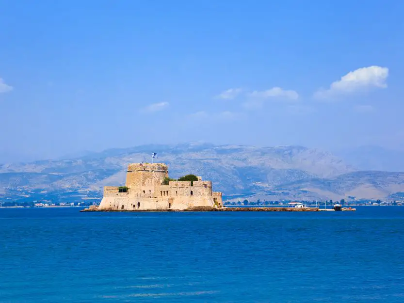 Bourtzi Castle on the little island in Nafplio Harbour in Greece