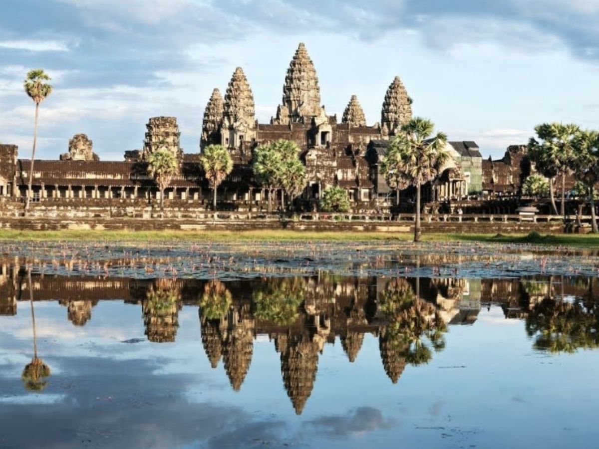 Cambodia Travel in South East Asia, image of Angkor Wat and reflection