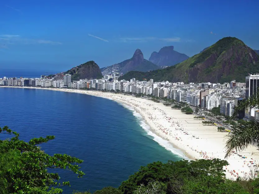 Copacabana beach in Brazil with beautoful white sand.