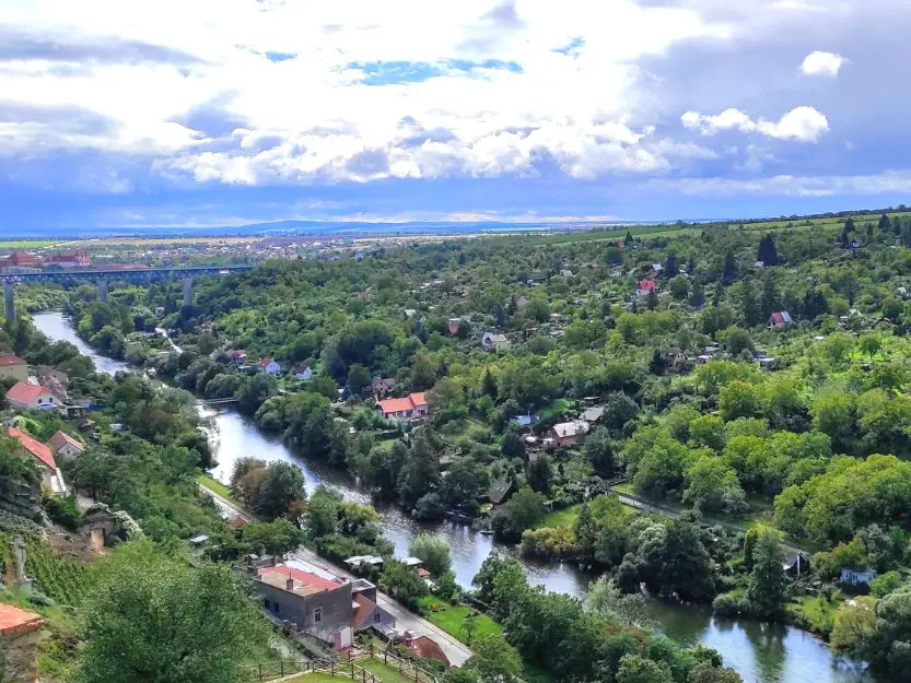 Dyje river running through Znojmo City in Czech Republic.
