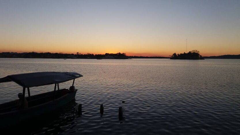 Sunset in Flores in Guatemala