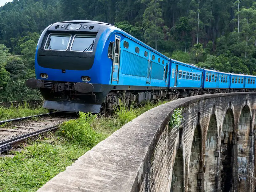 Blue Kandy to Ella Train on Nine Arches Bridge in Sri Lanka