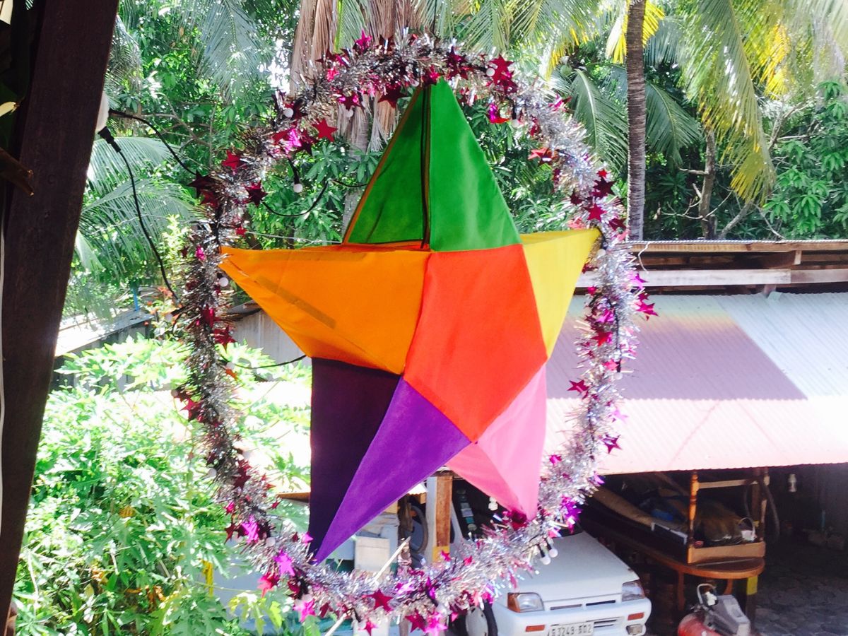 Multi-coloured star decoration for Khmer New Year in Siem Reap, Cambodia