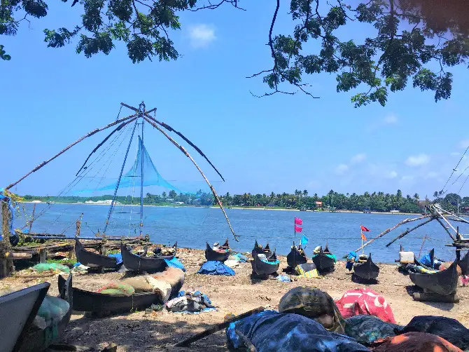 Chinese Fishing Nets At Kochi Beach, Kerala, India