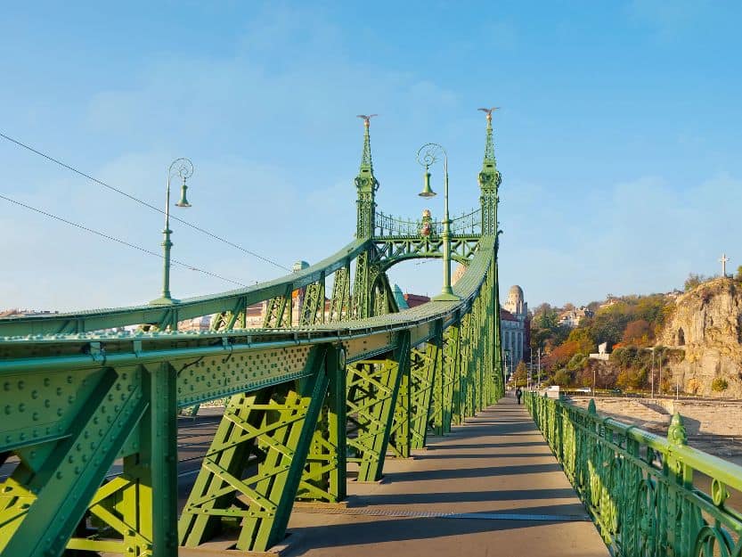 Liberty Bridge in Budapest Green Liberty Bridge in Budapest