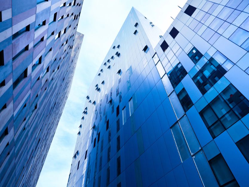 Skyscraper offices in business centre in Spain