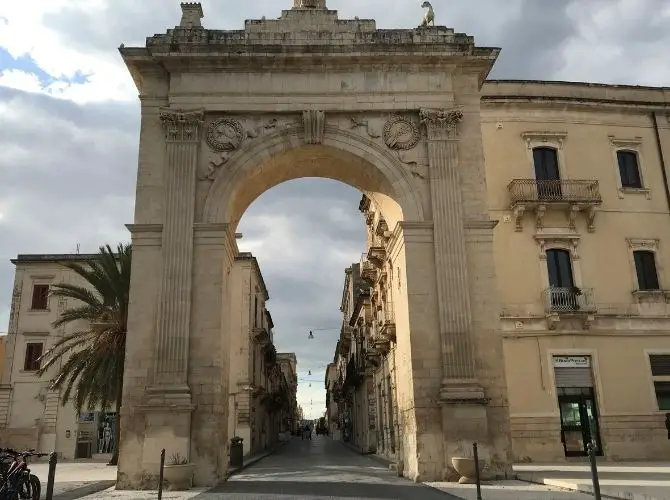Porta Reale archway in Noto, Sicily.