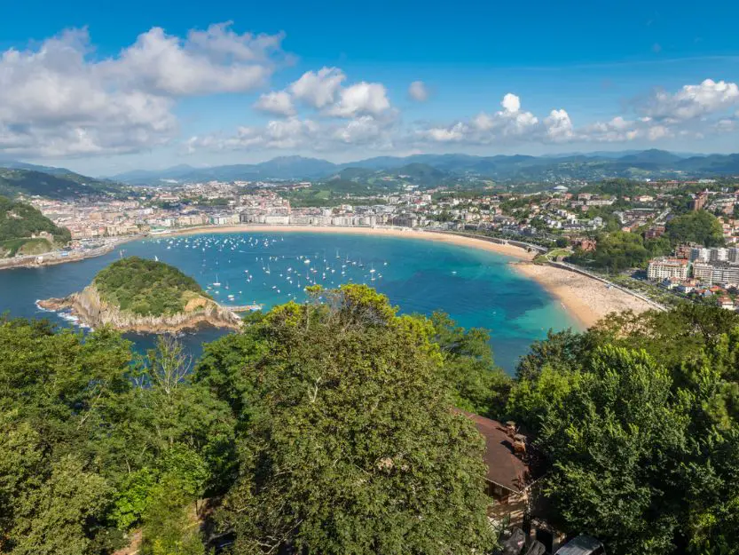 Aerial view of the coast and city of San Sebastian