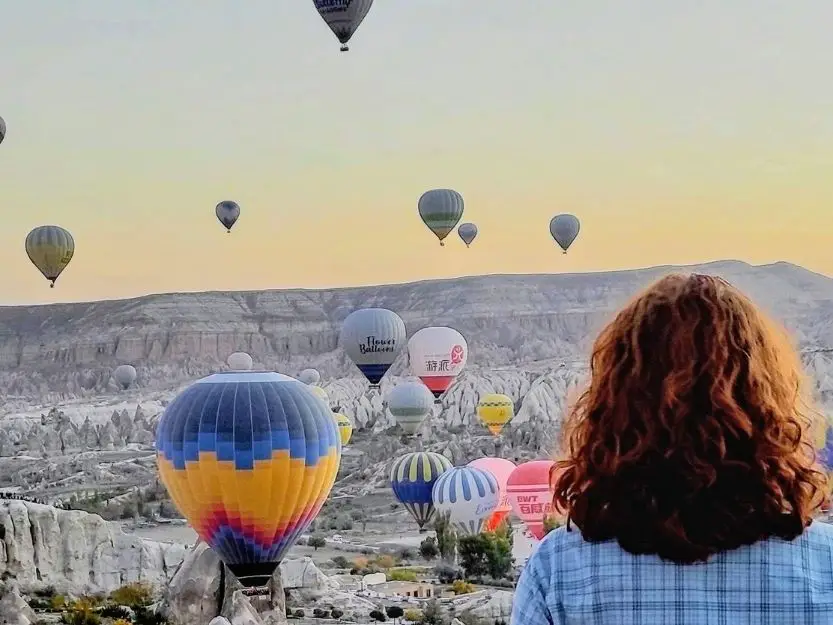 watching sunrise hot air balloons in Cappadocia