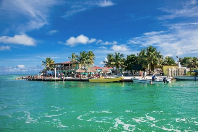 The Split on Caye Caulker view from the sea